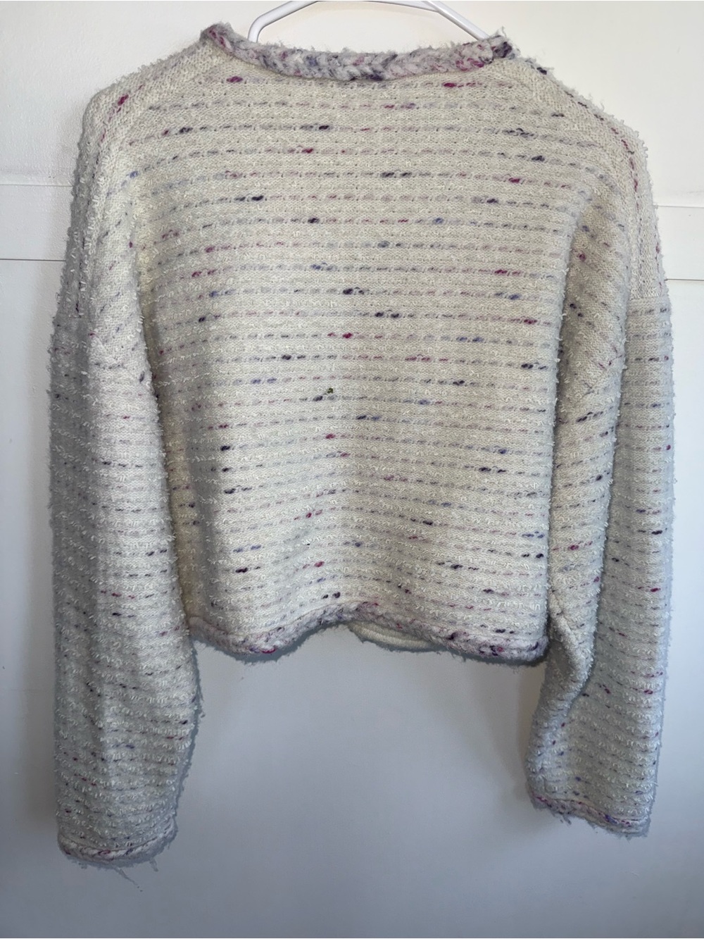 J Crew Cropped Lady Jacket Ivory Marled Yarn Sz Medium Coquette Preppy Old Money - Picture 4 of 9